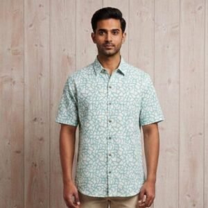 Natural Hand Block Half Shirt for Men