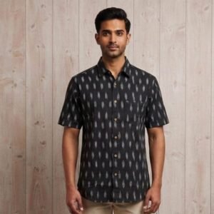 Natural Hand Block Half Shirt for Men